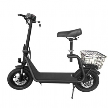 China Factory Wholesale Foldable electric motorcycle scooter with 500W 12inch Pneumatic tire and rear shopping basket (EM-001)